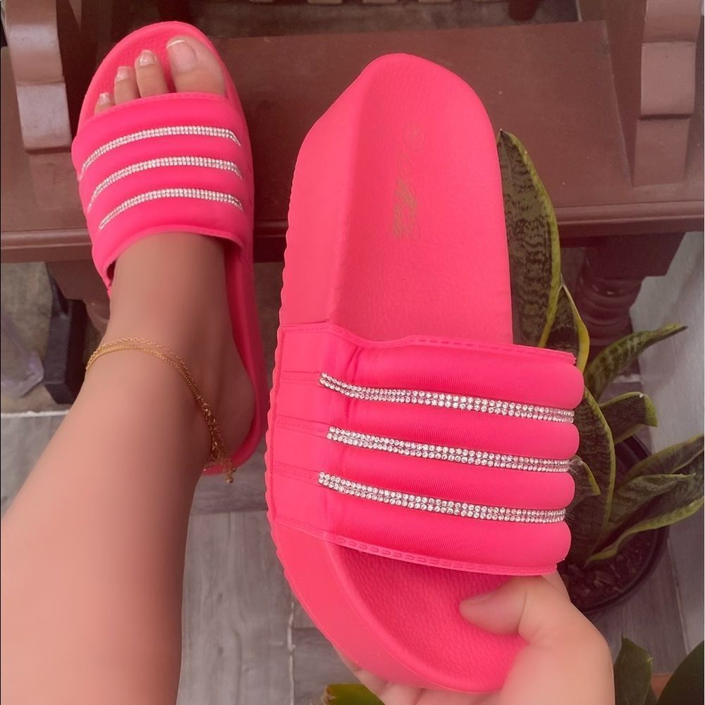 Hot Pink Platform Rhinestone Sandal - Picture 4 of 4
